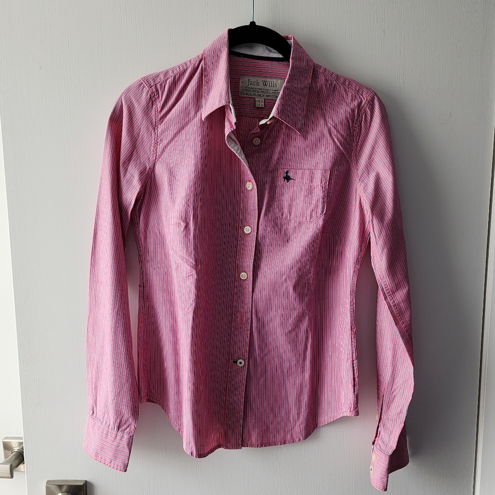 Jack Wills Classic Pink Striped Button Down Shirt